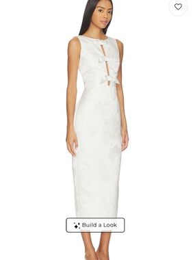 White Midi Satin Jacquard with Bows - Vesper